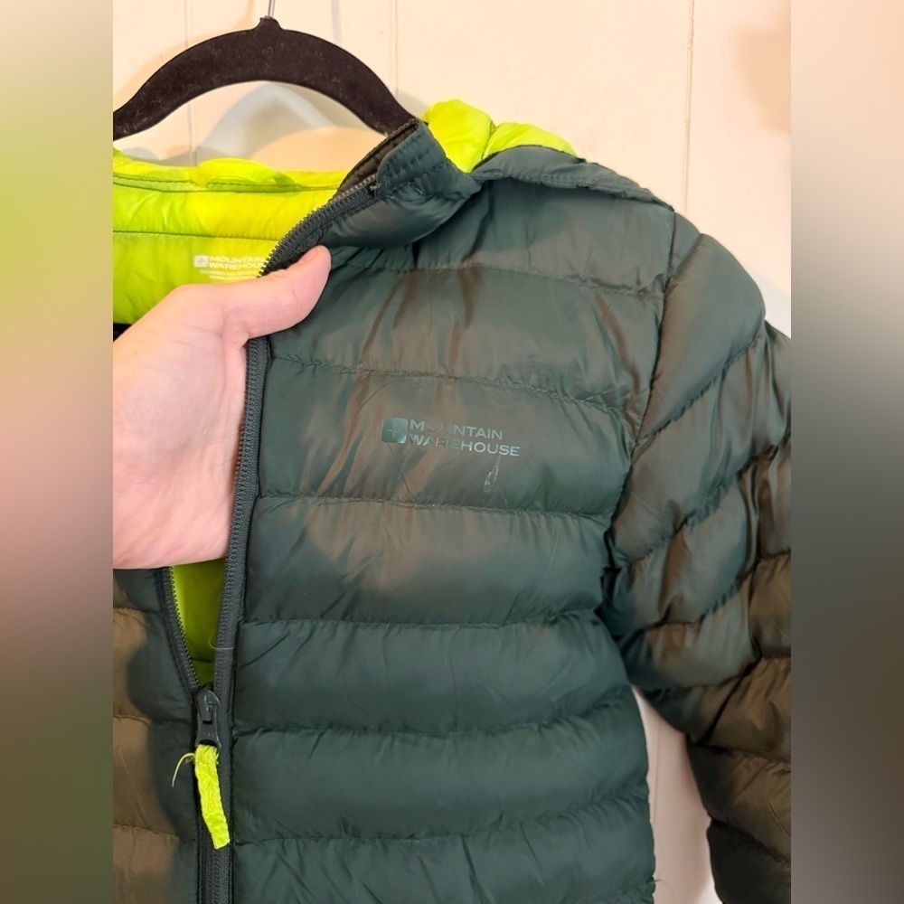Mountain Warehouse Seasons Kids Insulated Jacket Green Puffer with Hood, Size L - Picture 4 of 8